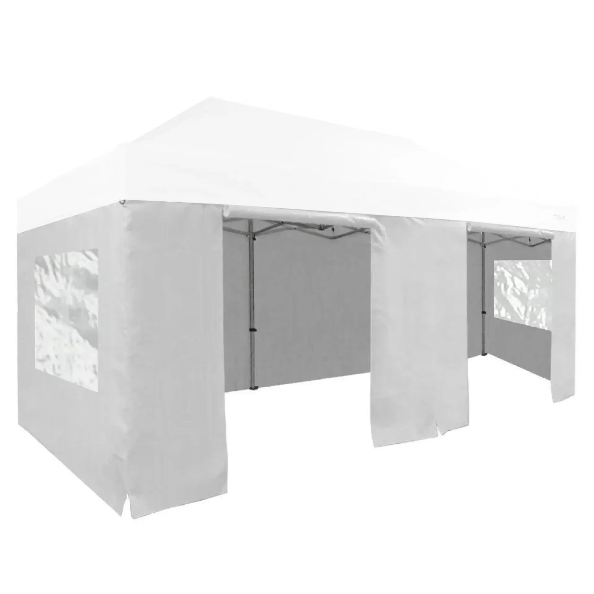 Tonnelle Pliante 4x8m Blanche - 4 côtés portes et fenêtres