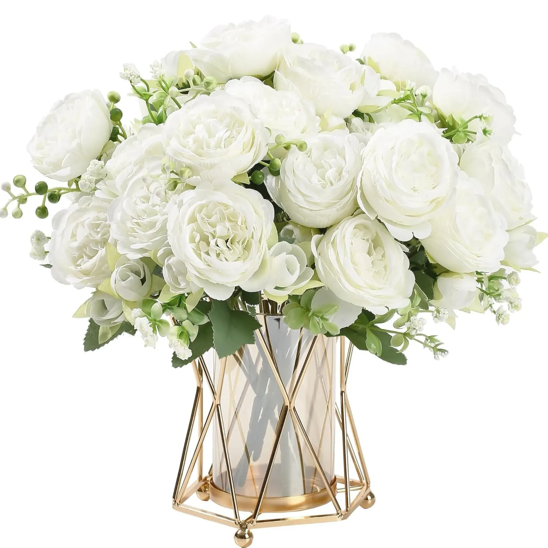 Fleurs artificielles - moyennes (roses, dalias) - lot de 10