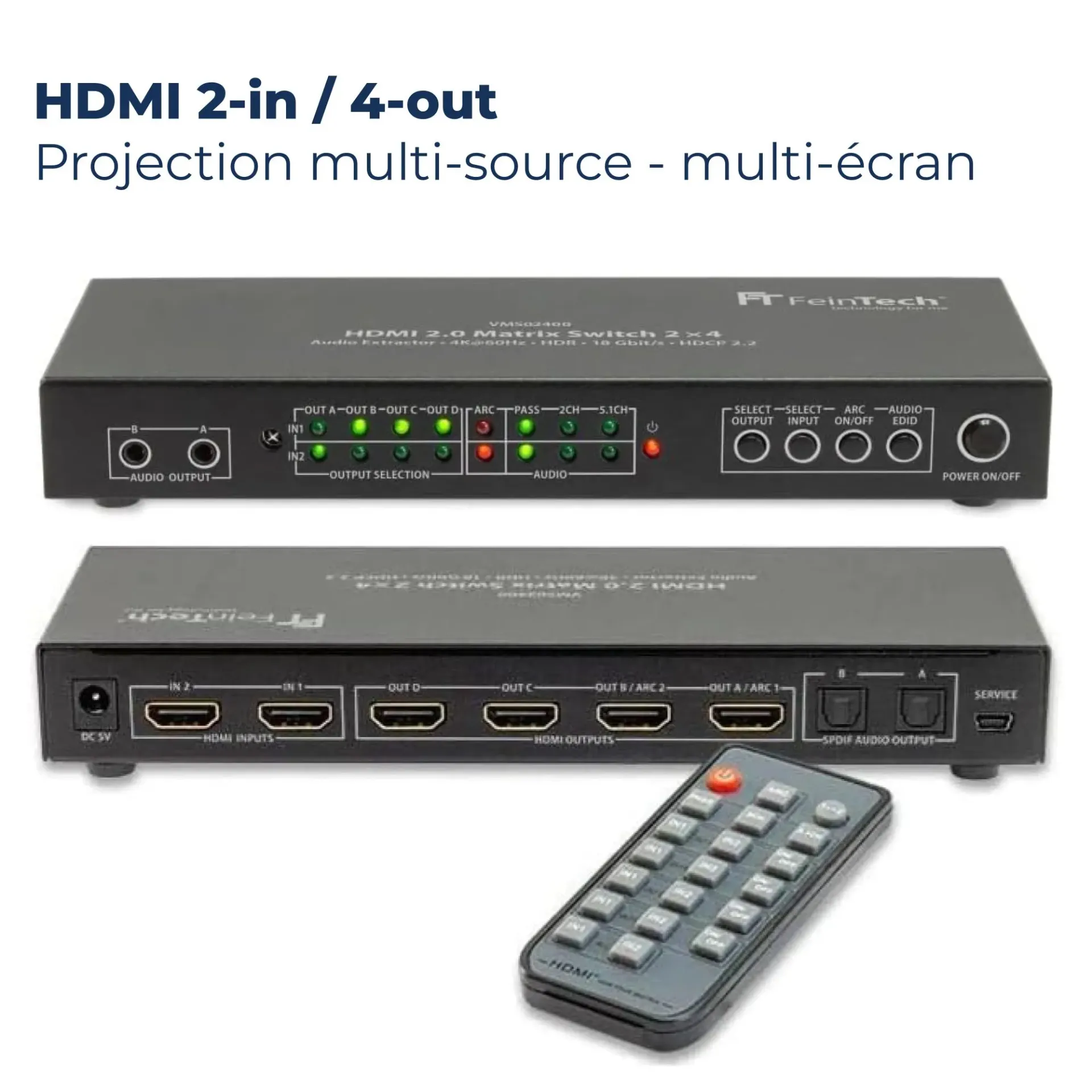 Matrice HDMI 2.0 2in-4out 4k/60Hz